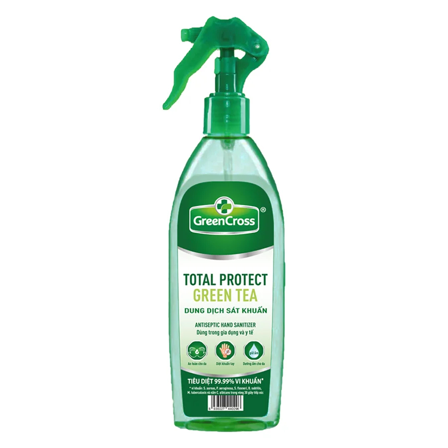 Dung Dịch Rửa Tay sát khuẩn GREEN CROSS Green Tea Chai xịt lớn Greencross 300ml