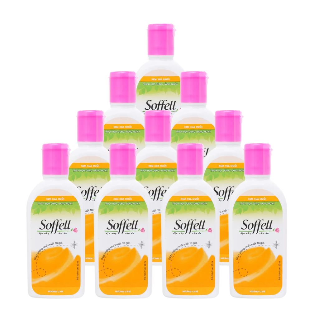 Hộp 12 chai - KEM BÔI DA CHỐNG MUỖI SOFFELL 60g hương cam