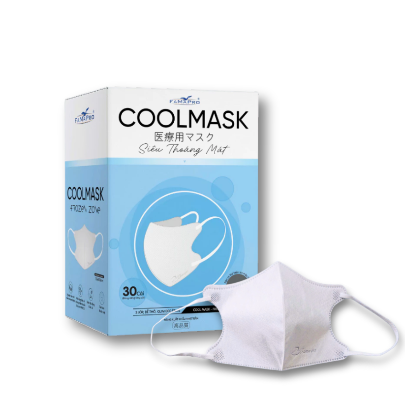 Khẩu Trang Cao Cấp 3 Lớp Cool Mask 6D Nhật Famapro – Hộp 30 Chiếc (Màu Trắng)