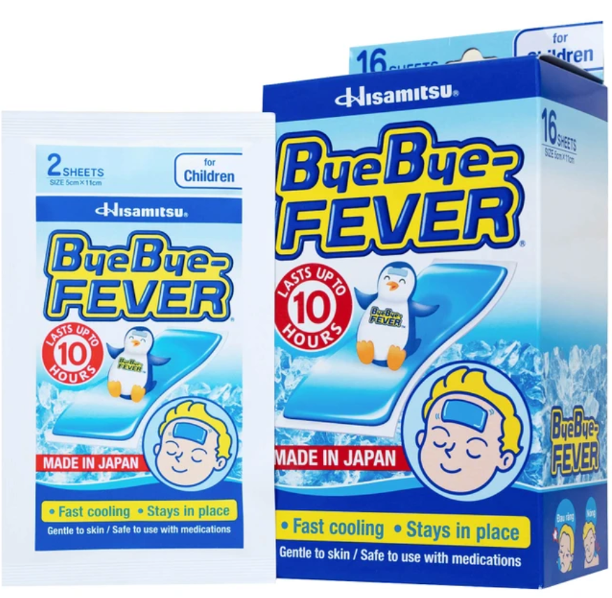 Miếng dán hạ sốt Bye Bye Fever For Children Hisamitsu (8 gói x 2 miếng) dùng cho trẻ trên 2 tuổi