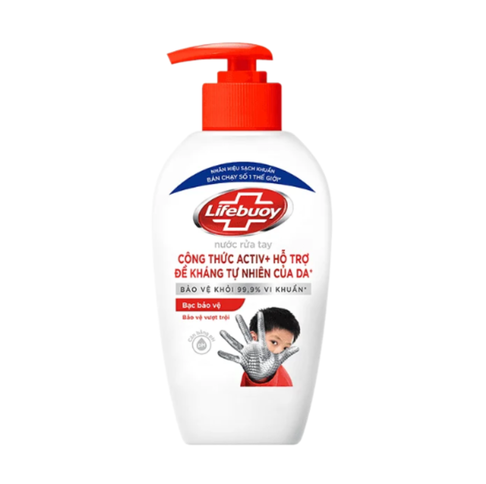 Nước Rửa Tay Lifebuoy Diệt Khuẩn, Bảo Vệ Da Tay - Bạc bảo vệ 180g