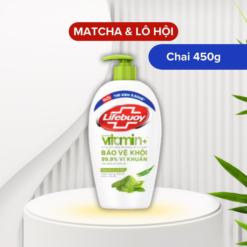 Nước Rửa Tay Lifebuoy Diệt Khuẩn, Bảo Vệ Da Tay - Matcha&Nha đam 450g - Image 2